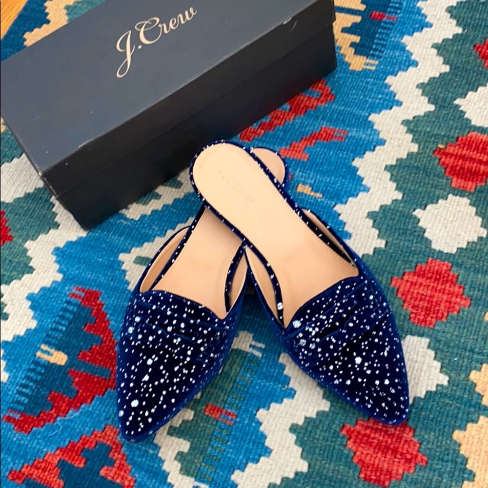 NEW J. Crew Velvet Glitter Mules US 9.5